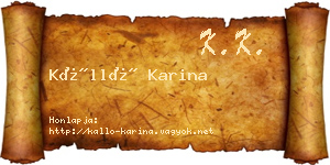 Kálló Karina névjegykártya